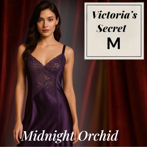 Vintage Victoria Secret Midnight Orchid Satin Slip – M